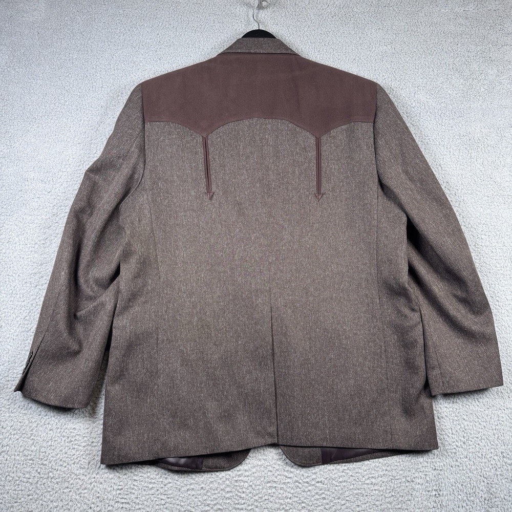 Circle S Texas Blazer Mens 48R Brown Blazer Sport Coat Yoke Rockabilly Western - Picture 10 of 13